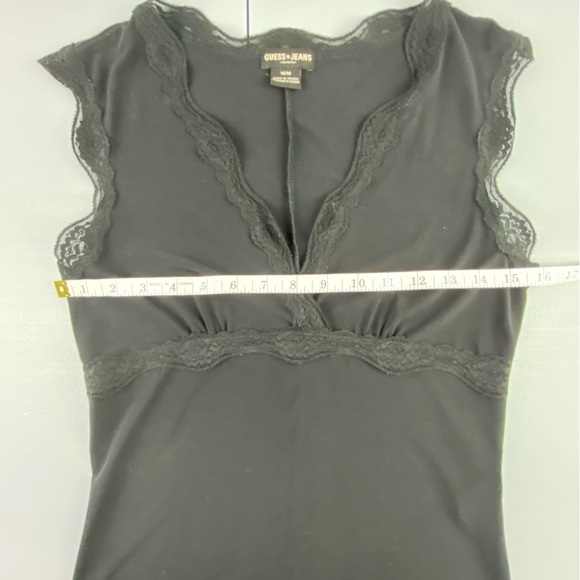Guess Jeans fitted black sleeveless dress with lace women's size medium - Picture 10 of 16